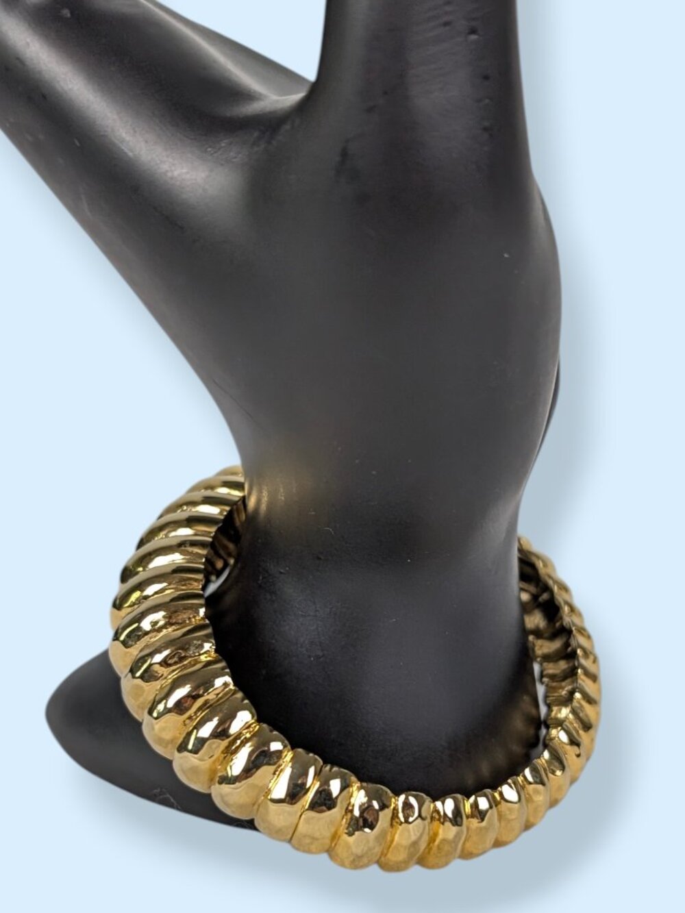Vintage Gold Tone Puffy Hinge Bracelet